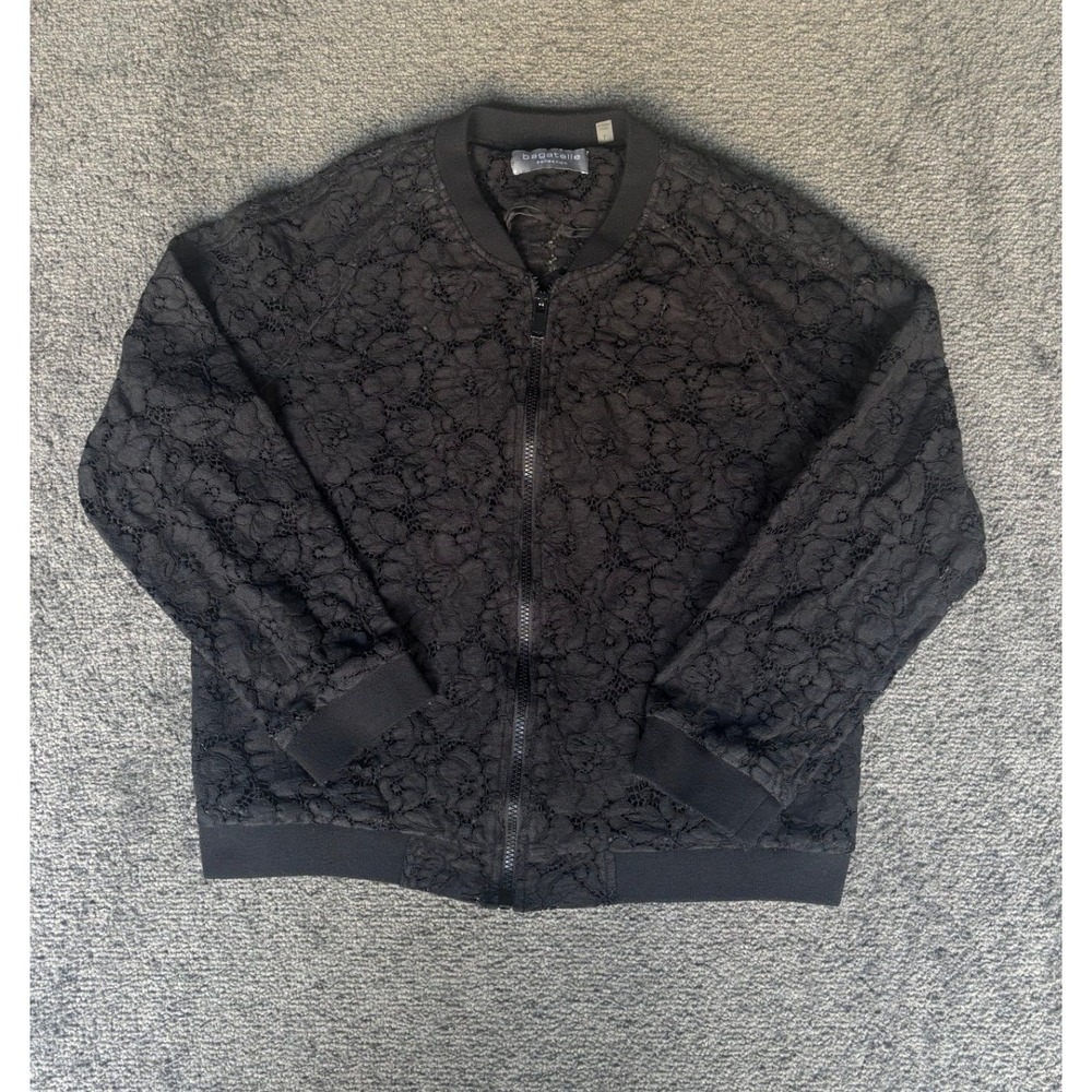 Bagatelle Collection Black Lace Bomber Jacket Style 63149 Size L